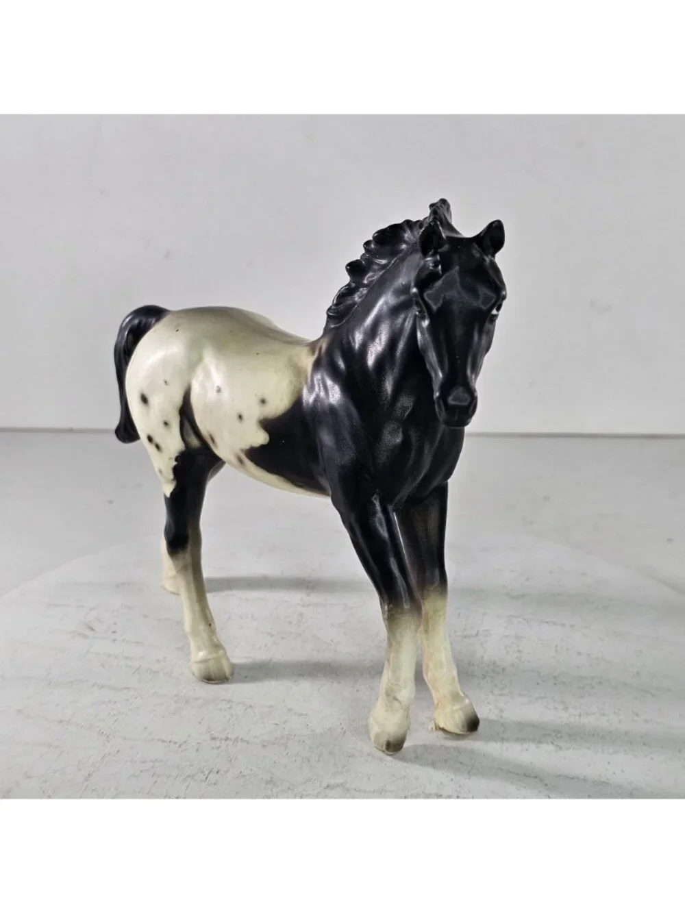 Vintage Ucagco Ceramics Japan Appaloosa Porcelain Horse Figurine Black White